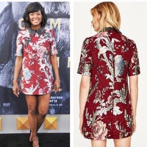 jacquard dress with sequin collar and patches zara